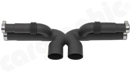 CARGRAPHIC Final Silencer Replacement Pipe X - - X Pipe Version merged exhaust flow<br>
- matt black coated<br>
- with integrated 89mm tailpipes<br>
- non-silenced version without resonators<br>
- SUPER SOUND Version<br>
<b>Part No.</b> CARP97GT3ETX