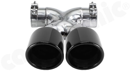 CARGRAPHIC Sport Double-End Tailpipe "X" - - 2x 100mm round<br>
- <b>Gloss-Black enamelled</b><br>
- for CARGRAPHIC and original rear silencer <br>
<b>Part No.</b> CARP82ER40RXENA