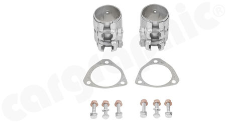 Fitting kit for catalytic converters / cat-replacement - - 2x Double clamps<br>
- 2x Seals<br>
- 6x Screws M8, with washer<br>
- 6x copper nuts<br>
<b>Part No.</b> CARP97KATKITMON