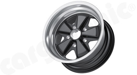 FUCHS-Wheel Evolution 8.0"x15" ET10,6 - - Version: Black Star<br>
- Silk-gloss anodized / matt-black<br>
<b>Part No.</b> CARFU155130801510B