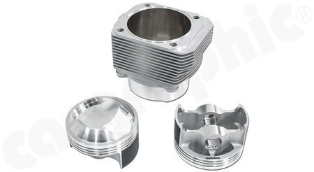 CARGRAPHIC Piston and Barrel Set - - Conversion to 3,8l / 3746ccm<br>
- Forged pistons<br>
- Forged barrels<br>
- 102mm / 107mm - spigot size<br>
<b>Part No.</b> CAR10303800