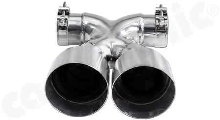 CARGRAPHIC Sport Double-End Tailpipe "X" - - 2x 100mm round - <b>Lightweight Special</b><br>
- <b>stainless steel brushed</b><br>
- for CARGRAPHIC and original rear silencer <br>
<b>Part No.</b> PERP87ER40X