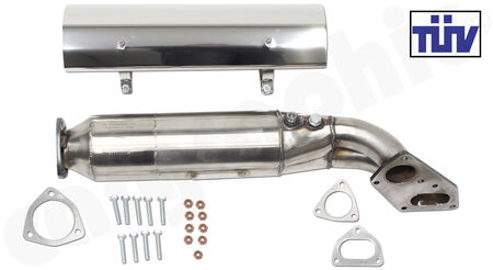 CARGRAPHIC Catalytic Converter Kit - - EURO 2 Emission Standard<br>
- for 911 3,2l C1 1986-89<br>
- from engine No. 63G00001<br>
- for models with factory ceramic catalytic converter<br>
- with TÜV Certificate<br>
<b>Part No.</b> 2011931103S