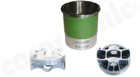 CARGRAPHIC Piston and Liners Set - - Conversion to 3,9l / 3894ccm<br>
- Forged pistons<br>
- Steel liners<br>
- 104mm / 107mm - spigot size<br>
<b>Part No.</b> CAR103GT3CUP3900C