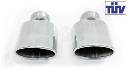 CARGRAPHIC Tailpipe Set - - 117x85mm oval, rolled in<br>
- with TÜV certificate<br>
<b>Part No.</b> CARP93ERO
