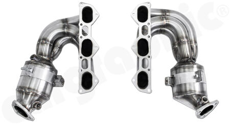 CARGRAPHIC Longtube Manifold Set - - 2" / 50,80mm primary diameter <br>
- 2x 200cpsi Ø130mm HD Tri-Metal catalytic converters<br>
- fully OBD2 compliant<br>
<b>Part No.</b> CARP82GT4FKROBD2