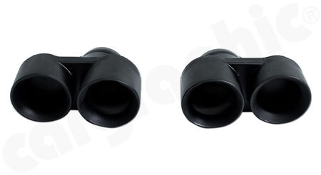 CARGRAPHIC Double End Tailpipe Set - - 2x89mm round, Modena Design<br>
- <b>Matt-Black Thermopaint</b><br>
<b>Part No.</b> CARP97TERTP
