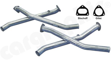 CARGRAPHIC Catalytic Converter Replacement Pipe Set - - to be used with <b>BISCHOFF</b> link pipes<br>
- cross over construction<br>
- no catalytic converters<br>
<b>Part No.</b> CARP93KATER