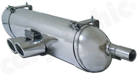 CARGRAPHIC Sport Rear Silencer - - with 2x 76mm tailpipes, round, rolled in <b>mirror polished</b><br>
- <b>SUPER SOUND Version</b><br>
<b>Part No.</b> CARP86SETSR