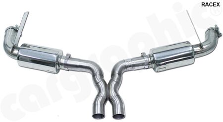 CARGRAPHIC Race Rear Silencer Set RACE-X - - with 2,5" / 63,50mm pipe work<br>
- 89mm double end tailpipe set<br>
- only to be used with 2,5" / 63,50mm flex pipe set<br>
<b>Part No.</b> CARP87ETRACEX