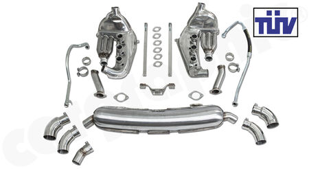 CARGRAPHIC Sport Exhaust System - - <b>Modified</b> ID40mm heat exchangers<br>
- <b>dual flow</b> sport rear silencer ID 55>61mm<br>
- <b>sleeve fit</b> tailpipes, 60-, 75-, or 89mm<br>
- TUEV certificate<br>
<b>Part No.</b> CARP11FKH4063CAR4