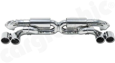 CARGRAPHIC Center Silencer Replacement - - open X-pipe constrcution<br>
- with gas flow collision<br>
- with integrated exhaust valves<br>
<b>Part No.</b> PERP91XPIPEFLAP
