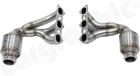 CARGRAPHIC Manifold Set - - with 2" / 50,8mm primary pipe diameter<br>
- 2x 100 cpsi Ø130mm Inconel catalytic converters<br>
<b>Part No.</b> PERP97GT3FKR100