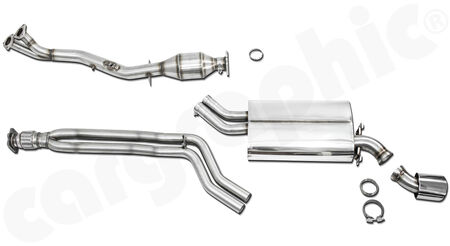 CARGRAPHIC N-GT Sport Exhaust System - - 100 cpsi MOTORSPORT catalytic converter<br>
- Non-resonated center section<br>
- Sport rear silencer<br>
- <b>Over 9Kg weight saving</b><br>
- SUPER SOUND VERSION<br>
<b>Part No.</b> CARP68NGTSS