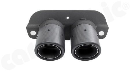 CARGRAPHIC Lightweight Sport Tailpipes - - <b>2x 100mm</b> round, rolled-in<br>
- press-formed base plate<br>
- <b>Visual-Carbon Matt with stainless steel liner</b><br>
<b>Part No.</b> CARP912GT3ER2100KEV