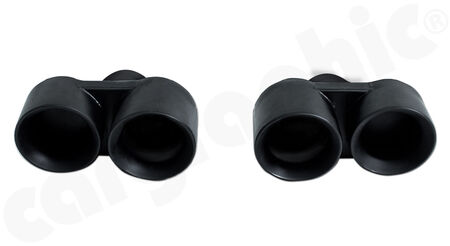 CARGRAPHIC Double End Tailpipe Set - - 2x89mm round, Modena Design<br>
- <b>Matt Black Thermopaint</b><br>
<b>Part No.</b> CARP97TDFIERTP