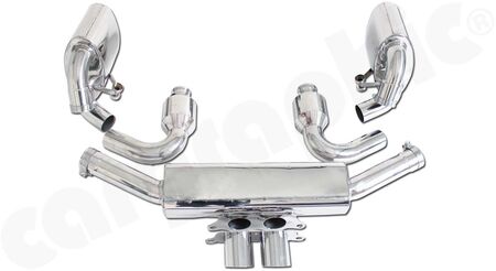 Motorsport Exhaust System Cargraphic R-Manifold Back - - 2x100cpsi Ø130mm MS catalytic converters<br>
- Final silencer without exhaust valves<br>
- not OBD2 compliant<br>
<b>Part.No.</b> PERP97GT3RKIT2100MB