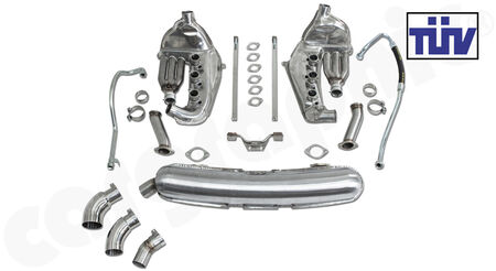 CARGRAPHIC Sport Exhaust System - - <b>Modified</b> ID40mm heat exchangers<br>
- <b>2>1 flow</b> sport rear silencer ID 55>61mm<br>
- <b>sleeve fit</b> tailpipes, 60-, 75-, or 89mm<br>
- TUEV certificate<br>
<b>Part No.</b> CARP11FKH4063CAR3