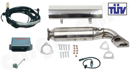 CARGRAPHIC Catalytic Converter Kit - - EURO 2 Emission Standard<br>
- for 911 3,2l C1 G-Models 1985-86<br>
- from engine No. 63F02432<br>
- with TÜV Certificate<br>
<b>Part No.</b> 1011931103