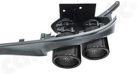 CARGRAPHIC Double-End Tailpipe Set - - 2x 100mm round, rolled in, slash cut<br>
- with perforated insert<br>
- <b>Visual-Carbon Gloss Finish</b><br>
<b>Part No.</b> CARQ84MER40RKEVP