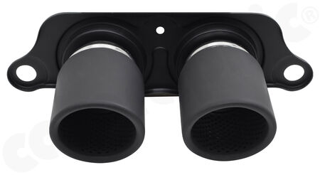 CARGRAPHIC Lightweight Sport Tailpipes - - <b>2x 89mm</b> round, rolled-in<br>
- press-formed base plate<br>
- <b>Matt-Black Thermopaint</b><br>
<b>Part No.</b> CARP97GT3ER289TP