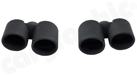 CARGRAPHIC Double-end Sport Tailpipe Set - - 2x 89mm round, rolled-in<br>
- <b>Matt-Black Thermopaint</b><br>
- to be used with <b>3.6l factory silencers</b><br>
<b>Part No.</b> CARP97ERSTP36