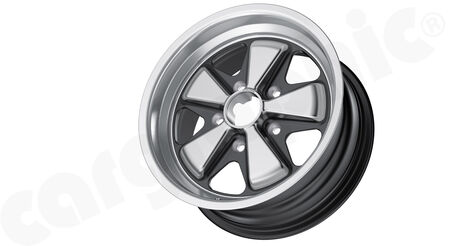 FUCHS-Wheel Evolution 7.0"x15" ET23,3 - - Version: Silver / Black Star<br>
- Silk-gloss anodized / matt-black<br>
<b>Part No.</b> CARFU155130701523
