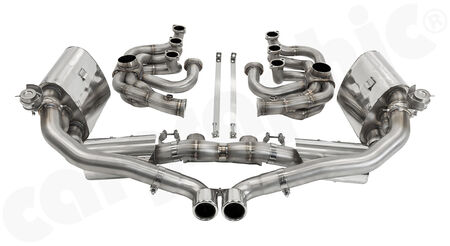 CARGRAPHIC Sport Exhaust System N-GTX - - ID45 Manifolds with heating<br>
- 2x 200 cpsi catalytic converters<br>
- 2x exhaust valves - <b>pressureless closed (PLC)</b><br>
- Tailpipe center outlet<br>
<b>Part No.</b> CARP93NGTKITXCOGHFLAP1