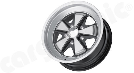 FUCHS-Wheel Evolution 7.0x16" ET 23,3 - - Version: Silver / Black Star<br>
- Silk-gloss anodized / matt-black<br>
<b>Part No.</b> CARFU165130701623