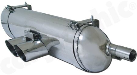 CARGRAPHIC Sport Rear Silencer -  with 2x 89mm tailpipes, round <b>mirror polished</b><br>
- <b>SUPER SOUND Version</b><br>
<b>Part No.</b> CARP86SETS35