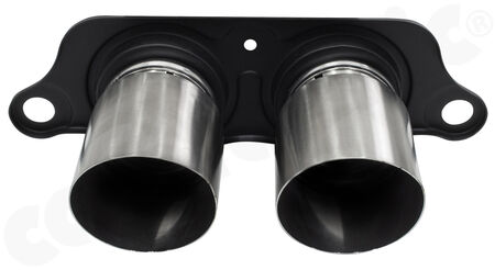 CARGRAPHIC Lightweight Sport Tailpipes - - <b>Weight optimized</b> construction<br>
- <b>2x 89mm</b> round<br>
- press-formed base plate<br>
- <b>Stainless steel brushed</b><br>
<b>Part No.</b> CARP97GT3ERL289