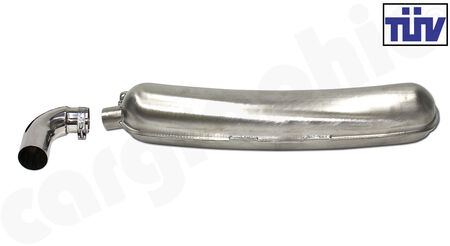 CARGRAPHIC Sport Rear Silencer - - Inlet: <b>Single flow</b><br>
- Outlet: <b>Left</b> with <b>75mm</b> Tailpipe<br>
- <b>SOUND VERSION with TUEV Certificate</b><br>
<b>Part No.</b> CAR1SS75