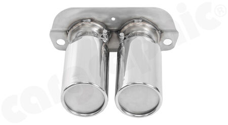 CARGRAPHIC Sport Tailpipes - - Special-Version with Silencer<br>
- 2x 100mm round<br>
- <b>Stainless steel mirror polished</b><br>
<b>Part No.</b> CARP912GT3ERSIL