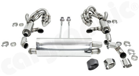 CARGRAPHIC GT Sport Exhaust System - - ID 42mm GT - Manifoldset<br>
- with heating<br>
- no catalytic converters<br>
- <b>2>1 flow AQ</b> sport rear silencer<br>
- Tailpipe variations Right<br>
<b>Part No.</b> CARP64GTKITRH03