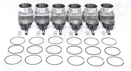 MAHLE Motorsport Piston & Cylinder Set - - for Porsche 993 Turbo 3,6l<br>
- <b>engine conversion to</b> 3,8l<br>
Ø102 S76,4 R127 CH31,8 P23 CV9,7 W453<br>
<b>Barrel size</b>: 107mm<br>
<b>Compression ratio</b>: 9,3:1<br>
<b>Part No.</b> 10010303800T