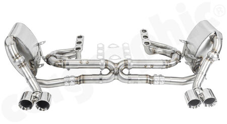 CARGRAPHIC Sport Exhaust System - - Manifold set with 1,75"/45mm primary diameter <br>
- X-Pipe without catalytic converters<br>
- Sport rear silencer set without exhaust valves<br>
- 2x 89mm double-end tailpipe set<br>
<b>Part No.</b> PERP97KITXER