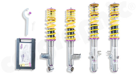 KW Variant 3 inox-line - Coilover Suspension - - Perfect to be combined with <b>CARGRAPHIC AirLift</b><br>
- Rebound & compression separately adjustable<br>
- FA: lowering <b>-0 up to 30mm</b><br>
- RA: lowering <b>-10 up to 30mm</b><br>
<b>Part No.</b> KW35271020