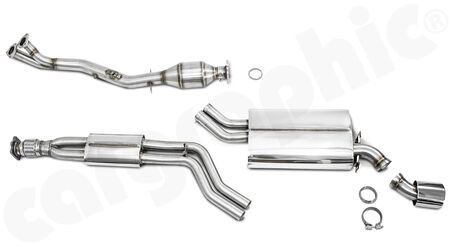 CARGRAPHIC N-GT Sport Exhaust System - - 100 cpsi MOTORSPORT catalytic converter<br>
- Sport pre- and rear silencer<br>
- <b>Over 9Kg weight saving</b><br>
- SOUND VERSION<br>
<b>Part No.</b> CARP68NGTS