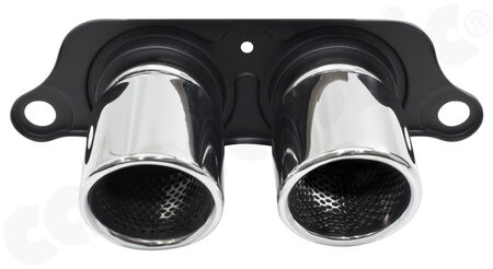CARGRAPHIC Lightweight Sport Tailpipes - - <b>2x 89mm</b> round, rolled-in<br>
- press-formed base plate<br>
- <b>Stainless steel mirror polished</b><br>
<b>Part No.</b> CARP97GT3ER289