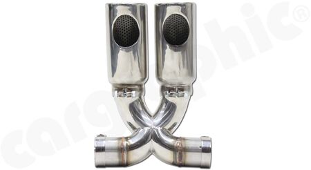 CARGRAPHIC Sport Double-End Tailpipe "X" - - 2x 89mm round - <b>Special DB-Killer Version</b><br>
- <b>stainless steel polished</b><br>
- for CARGRAPHIC and original rear silencer <br>
<b>Part No.</b> PERP81ETCUPERSILX