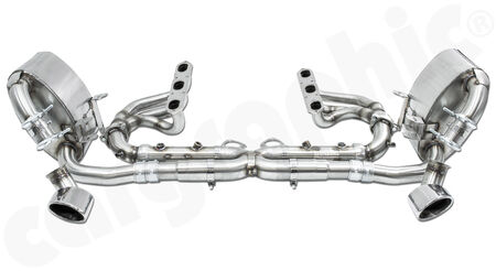 CARGRAPHIC Sport Exhaust System - - manifolds with 1,75" / 45mm primary diameter <br>
- X-pipe without catalytic converters<br>
- sport rear silencers<br>
- sport tailpipe set 122x85mm oval<br>
<b>Part No.</b> PERP9634KITXER