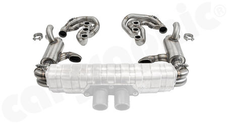 CARGRAPHIC GT Sport Exhaust System - - ID 45mm GT - Manifoldset<br>
- with heating<br>
- 2x 200 cpsi catalytic converters<br>
- to be used with <b>OEM GT3</b> sport rear silencer<br>
<b>Part No.</b> CARP64GTKITCOGT345