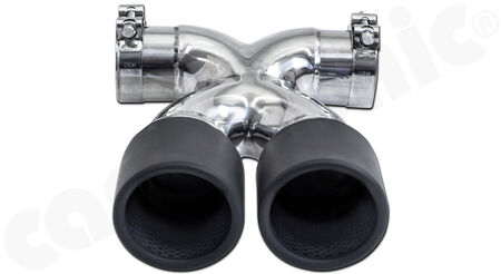 CARGRAPHIC Sport Double-End Tailpipe "X" - - 2x 89mm round<br>
- <b>Matt-Black Thermopaint</b><br>
- for CARGRAPHIC and original rear silencer <br>
<b>Part No.</b> PERP87ER35RXTP