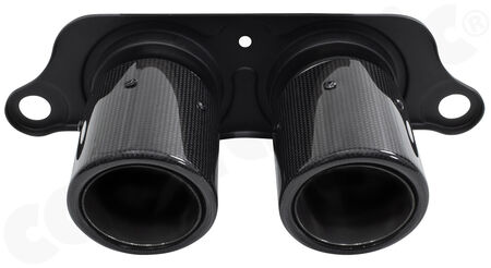CARGRAPHIC Lightweight Sport Tailpipes - - <b>2x 89mm</b> round, rolled-in<br>
- press-formed base plate<br>
- <b>Visual-Carbon Gloss with stainless steel liner</b><br>
<b>Part No.</b> CARP97GT3ER289KEVG
