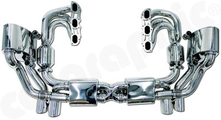 CARGRAPHIC Sport Exhaust System - - Cylinder-back system<br>
- with center silencer X-construction<br>
- and integrated exhaust valves<br>
- <b>SOUND / SUPER SOUND Version</b><br>
<b>Part No.</b> PERP91KITX2