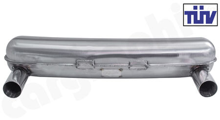 CARGRAPHIC Sport Rear Silencer - - Inlet: <b>Dual flow</b><br>
- Outlet: <b>76mm CTC 775mm RSR-Look</b> Tailpipes<br>
- <b>SOUND VERSION with TÜV Certificate</b><br>
<b>Part No.</b> CAR4SET775