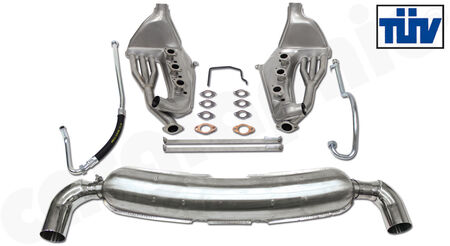 CARGRAPHIC Sport Exhaust System - - Standard SSI heat exchanger ID 35mm<br>
- <b>Dual flow</b> sport rear silencer ID 55>61mm<br>
- <b>Sleeve fit </b> tailpipes, 60-, 75- or 89mm<br>
- TUEV certificate<br>
<b>Part No.</b> CARP11SSIKITSC