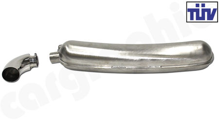 CARGRAPHIC Sport Rear Silencer - - Inlet: <b>Single flow</b><br>
- Outlet: <b>Left</b> with <b>100mm</b> Tailpipe<br>
- <b>SOUND VERSION with TUEV Certificate</b><br>
<b>Part No.</b> CAR1SS100