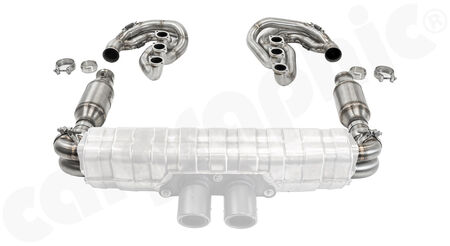 CARGRAPHIC GT Sport Exhaust System - - ID 45mm GT - Manifoldset<br>
- no heating<br>
- 2x 200 cpsi catalytic converters<br>
- to be used with <b>OEM GT3</b> sport rear silencer<br>
<b>Part No.</b> CARP64GTKITCOGT3451