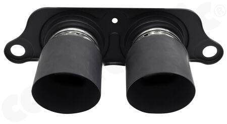CARGRAPHIC Lightweight Sport Tailpipes - - <b>2x 89mm</b> round<br>
- press-formed base plate<br>
- <b>Matt-Black Thermopaint</b><br>
<b>Part No.</b> CARP97GT3ERL289TP